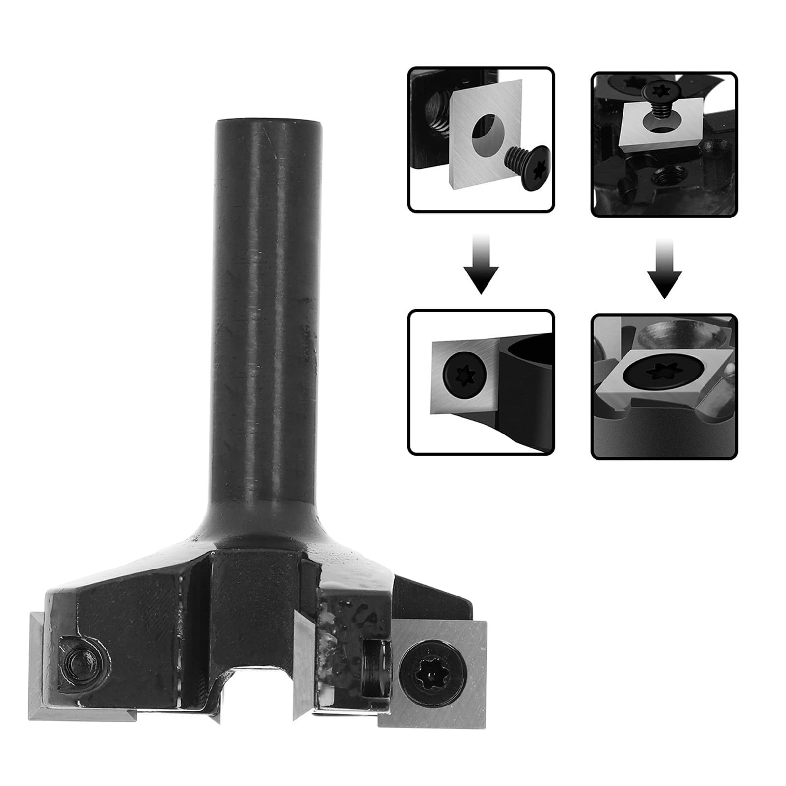 Punta per router da superficie Spoilboard, punta a 4 ali per spianare lastre con gambo da 12 mm, punta per router piallatrice in carburo per piallatura del legno e rifinitura CNC