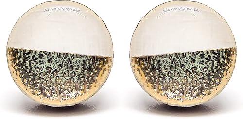 Miniatura 18 de Juego de aretes tipo dormilona de metal martillado de imitación de 0.394 pulgadas, aretes redondos para mujeres, niñas y hombres, hechos a mano