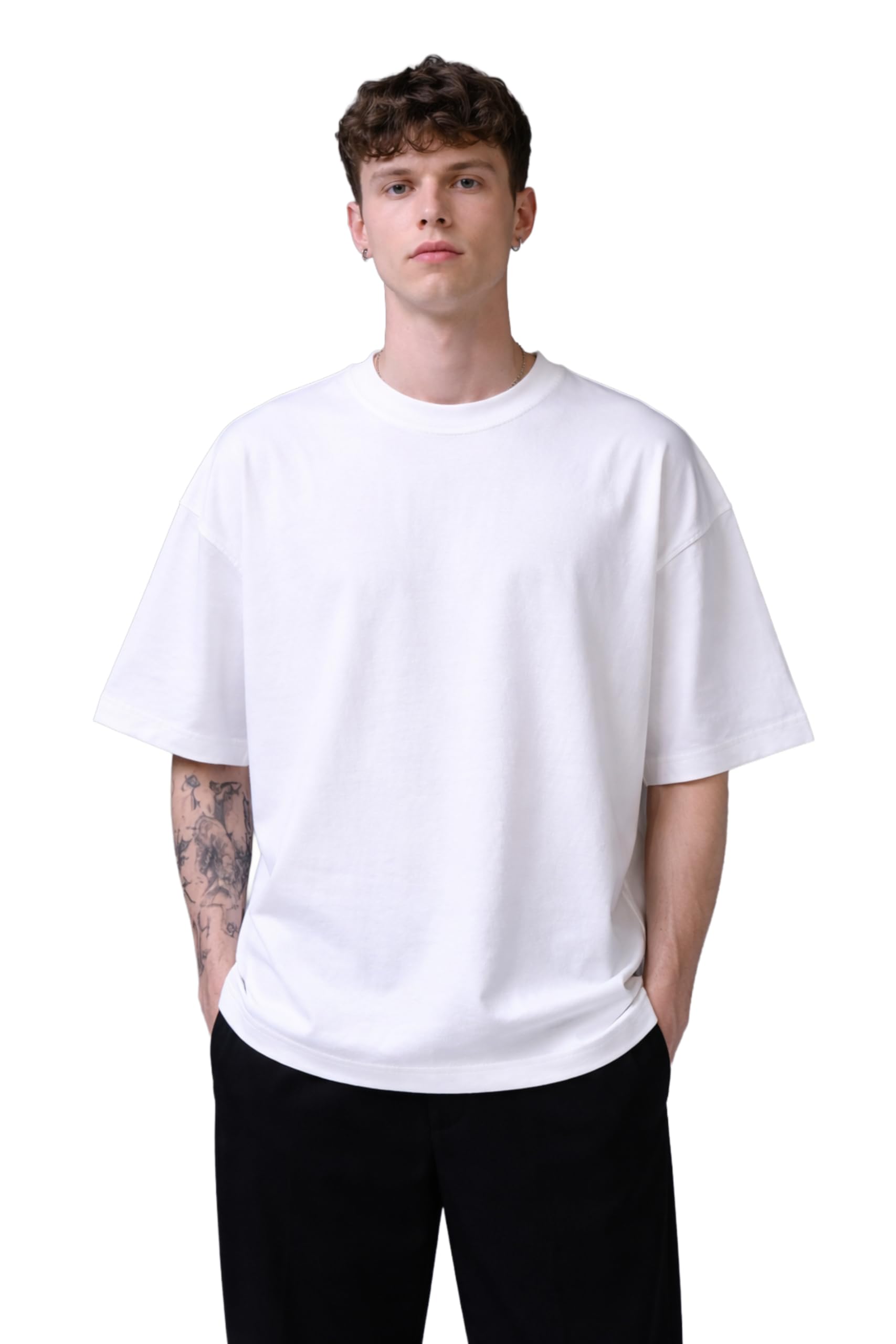 sketchyco Plain Black Oversized T-Shirt for Men Cotton Drop Shoulder Loose Fit Streetwear Solid Casual Round Neck Half Sleeve Tee All Day Comfort Modern Minimal Style-picture-32