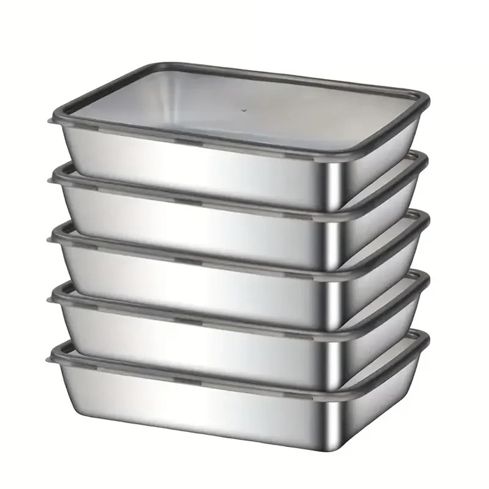 6-teiliges Frischhaltedosen-Set aus Edelstahl, stapelbar mit versiegelten Deckeln, for die Zubereitung von Mahlzeiten und Organisation in der Küche für Obst, Salate