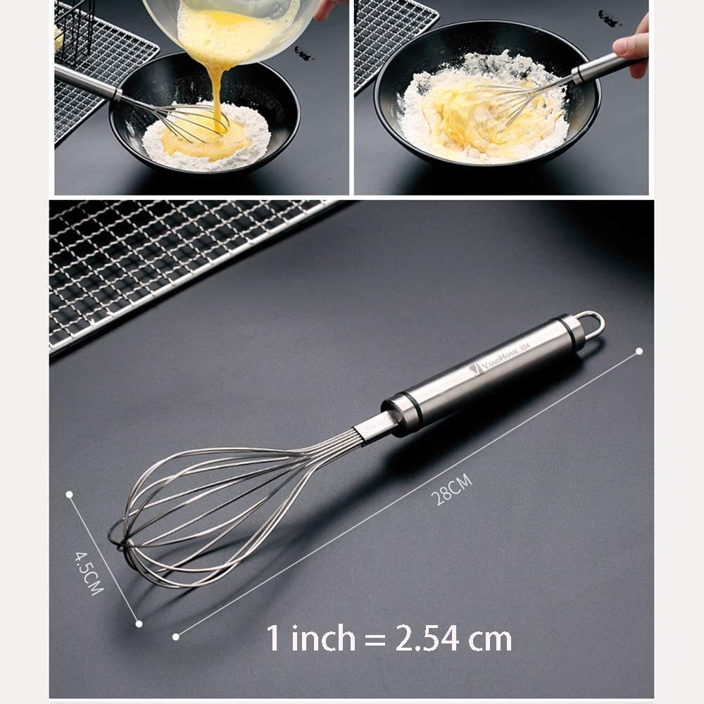 Batidora de Mano, batidor de Huevos de Acero Inoxidable 304 - Crema Batida Manual, batidor de Huevos batido, Mantequilla de Clara de Huevo, horneado pequeño para el hogar