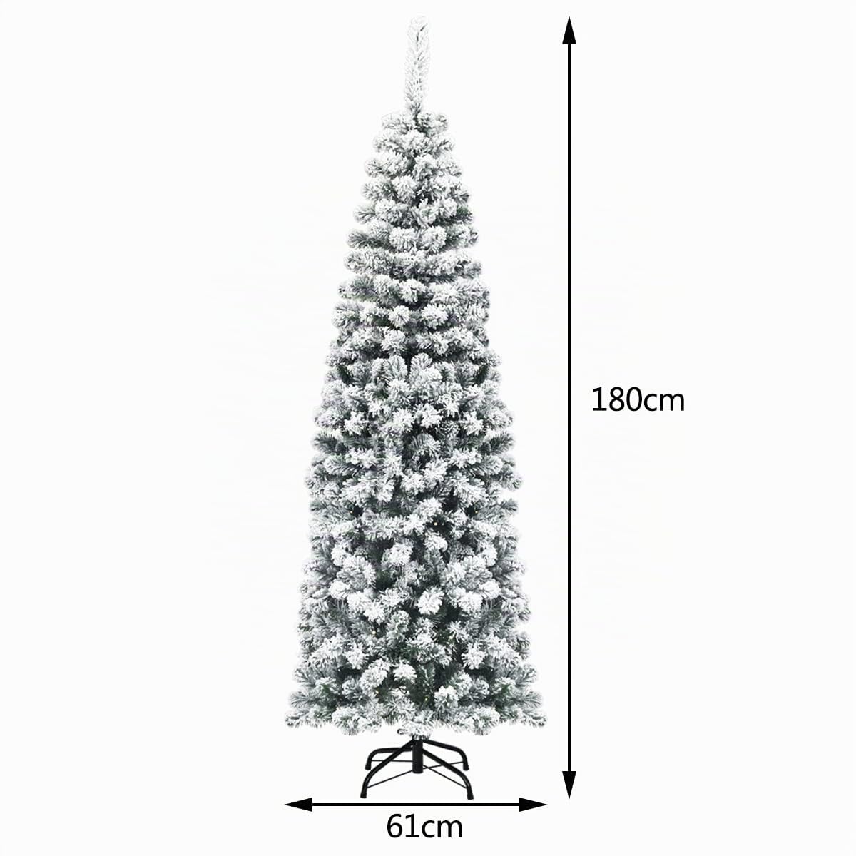 RELAX4LIFE Árbol de Navidad 180 cm con 250 Luces LED Blanco Cálido, Árbol de Navidad Nevado de PVC, Arvore de Natal con Luces Incorporadas, Navidad Decoración (180 cm, 500 Ramas)