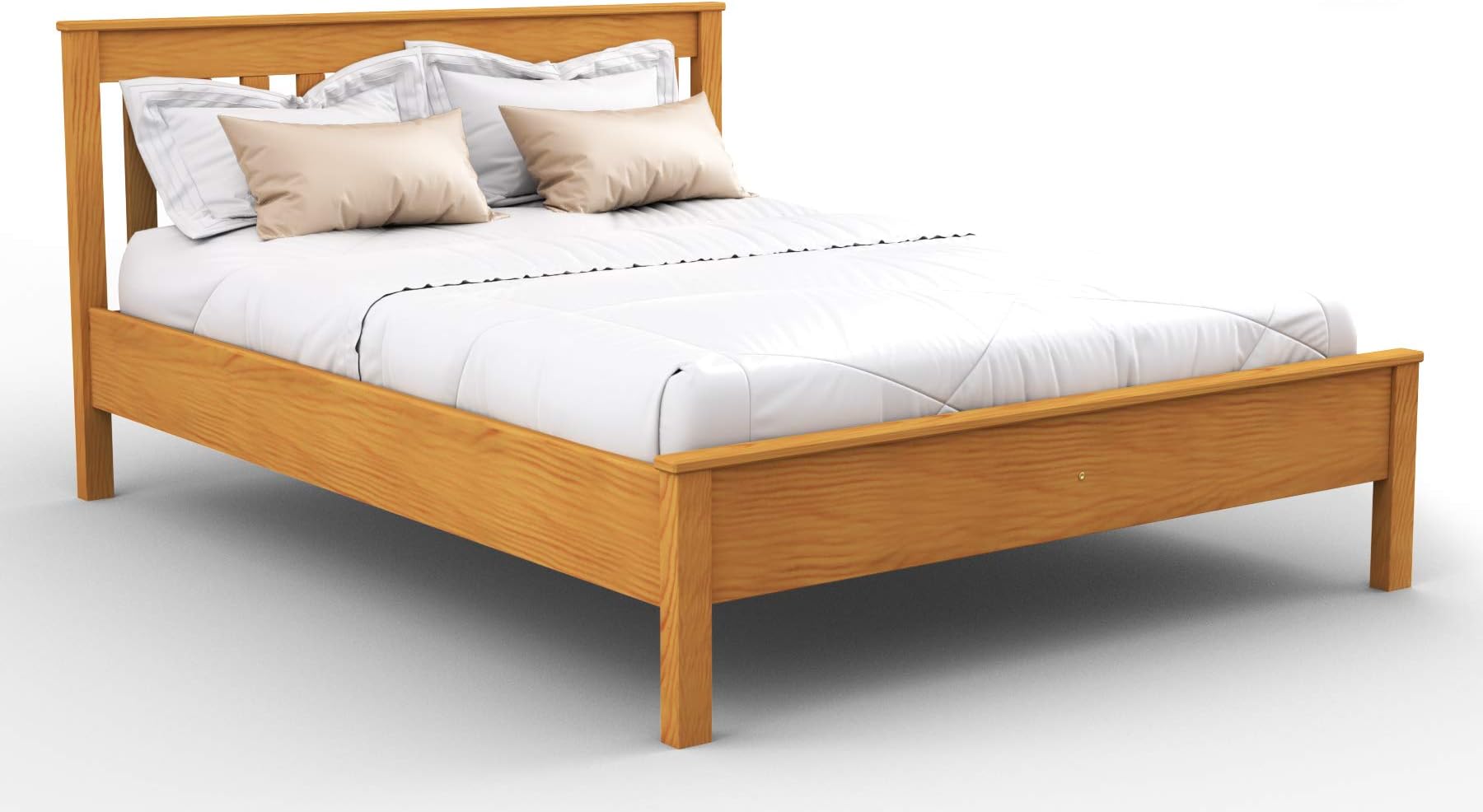 King Size Bed Frames – Solid Pine Wooden Bed Frame for Adults, F17 Easy Assemble Bed with Sturdy Slats & Extra Four Supportive Legs, Comfortable Bedroom Furniture | 5ft (152.5x200 cm, Alder)