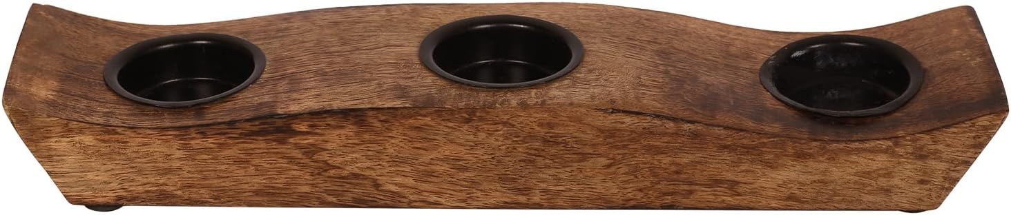 eTroves Wooden Tealight Candle Holder Set - Mango Wood Boat Tea Light Votive Candle Holders - Personalized Wood Tealight Holders for Rustic Wedding Birthday Anniversary Party