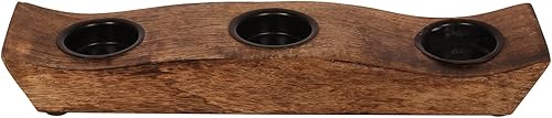 Miniatura 3 de eTroves Juego de portavelas de madera, portavelas votivas de madera de mango con diseño de barco de madera de mango, portavelas de madera