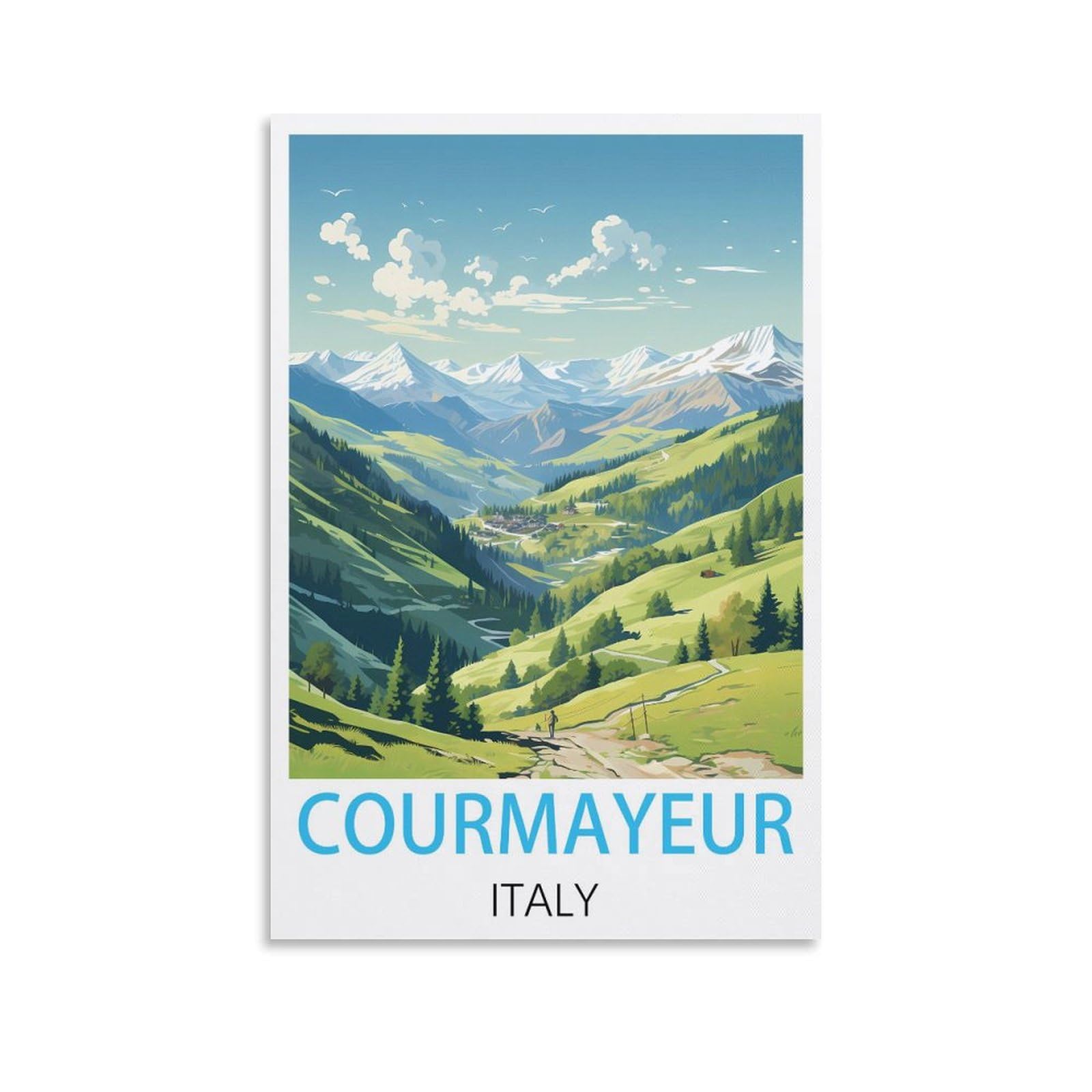 Vintage Metal Tin Signs,Courmayeur Italy,Wall Poster Retro Tin Sign Metal Plaque for Bar Wall Decor Home Living Room Wall Art Decor 30x30cm