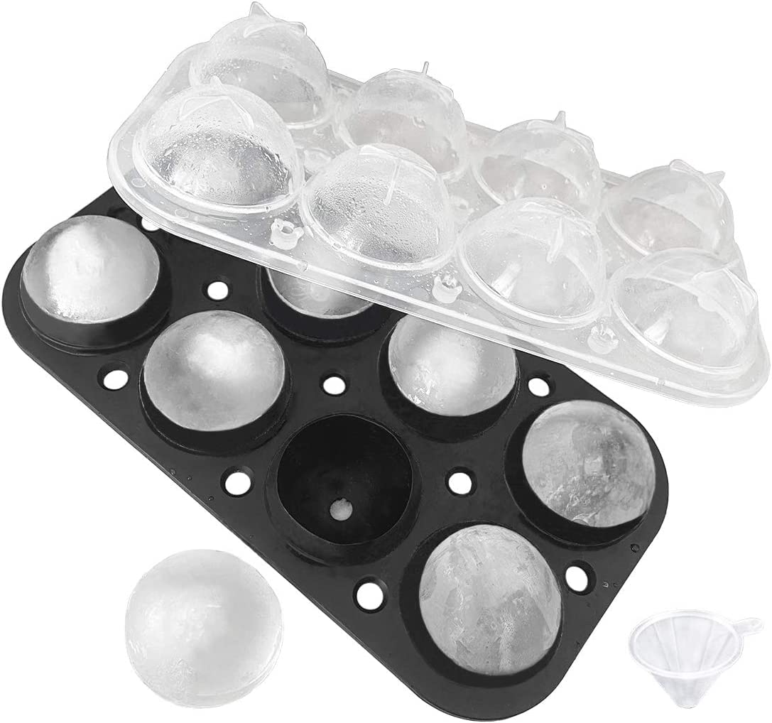 KARP Flexible Ice Trays with Lid - 8 x 4.5 cm Silicone Sphere Ice Molds