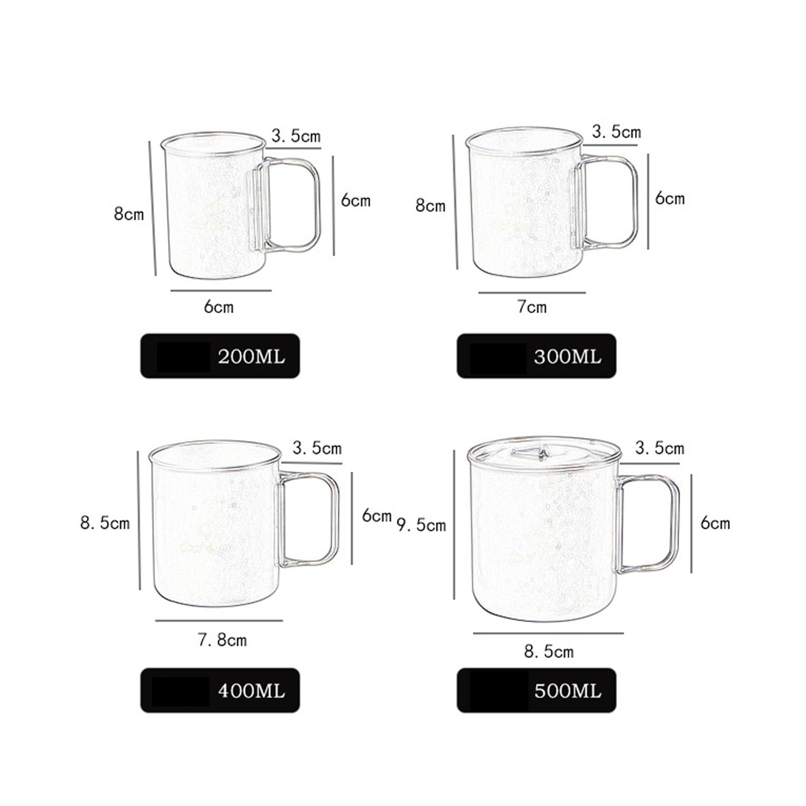 flexman Taza de Campamento 4Pcs, 200 ml, 300 ml, 400 ml, 500 ml de Mango Plegable Taza de Café de Acero Inoxidable Acero con Tapa con Tapa y Bolsita de Malla de Almacenamiento