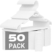 Heavy Duty Plastic Hangers 50 Pack, Stackable Space Saving, with 360 Swivel Hook, Non Slip Shoulder Grooves, for Suits, Shirts, Coats, Durable & Strong Closet Organizers, White