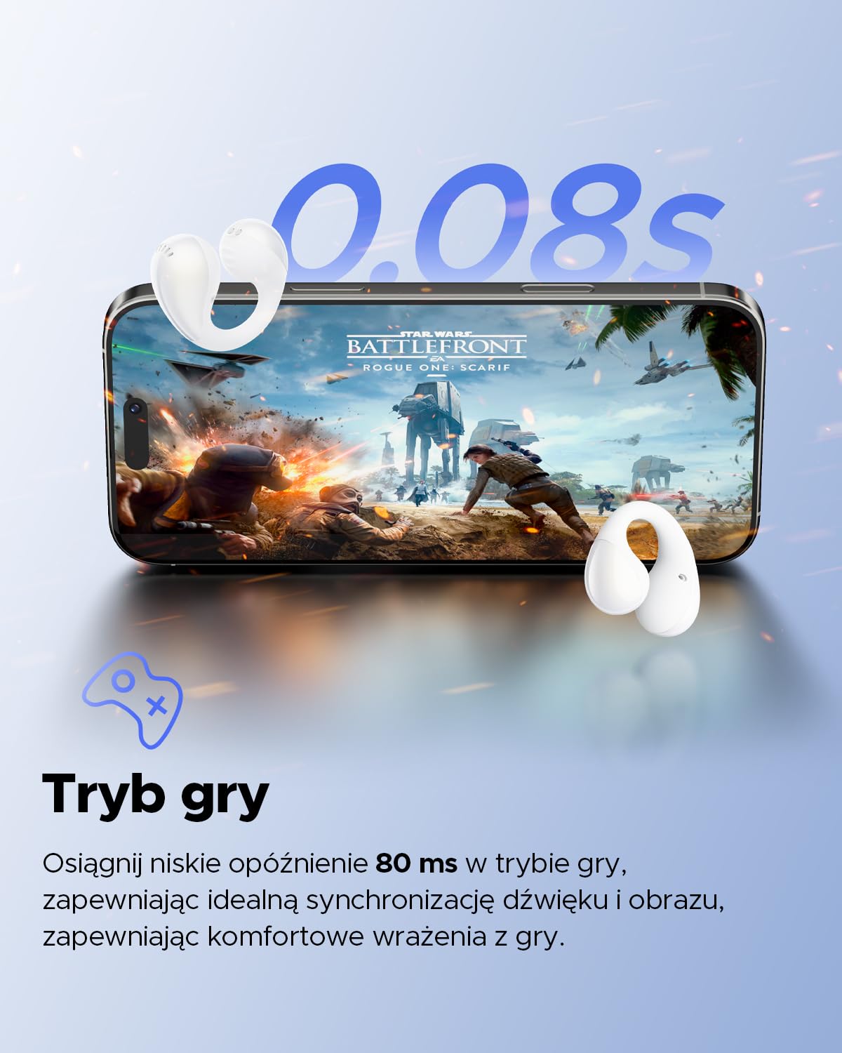 SOUNDPEATS PearlClip Pro Hi-Res Open Ear Słuchawki Douszne z Klipsem, Bezprzewodowe Słuchawki z LDAC Bluetooth 6.0 Wodoodporność IPX5 24-godzinny do Biegania/Jazdy na Rowerze/Fitnessu Biały
