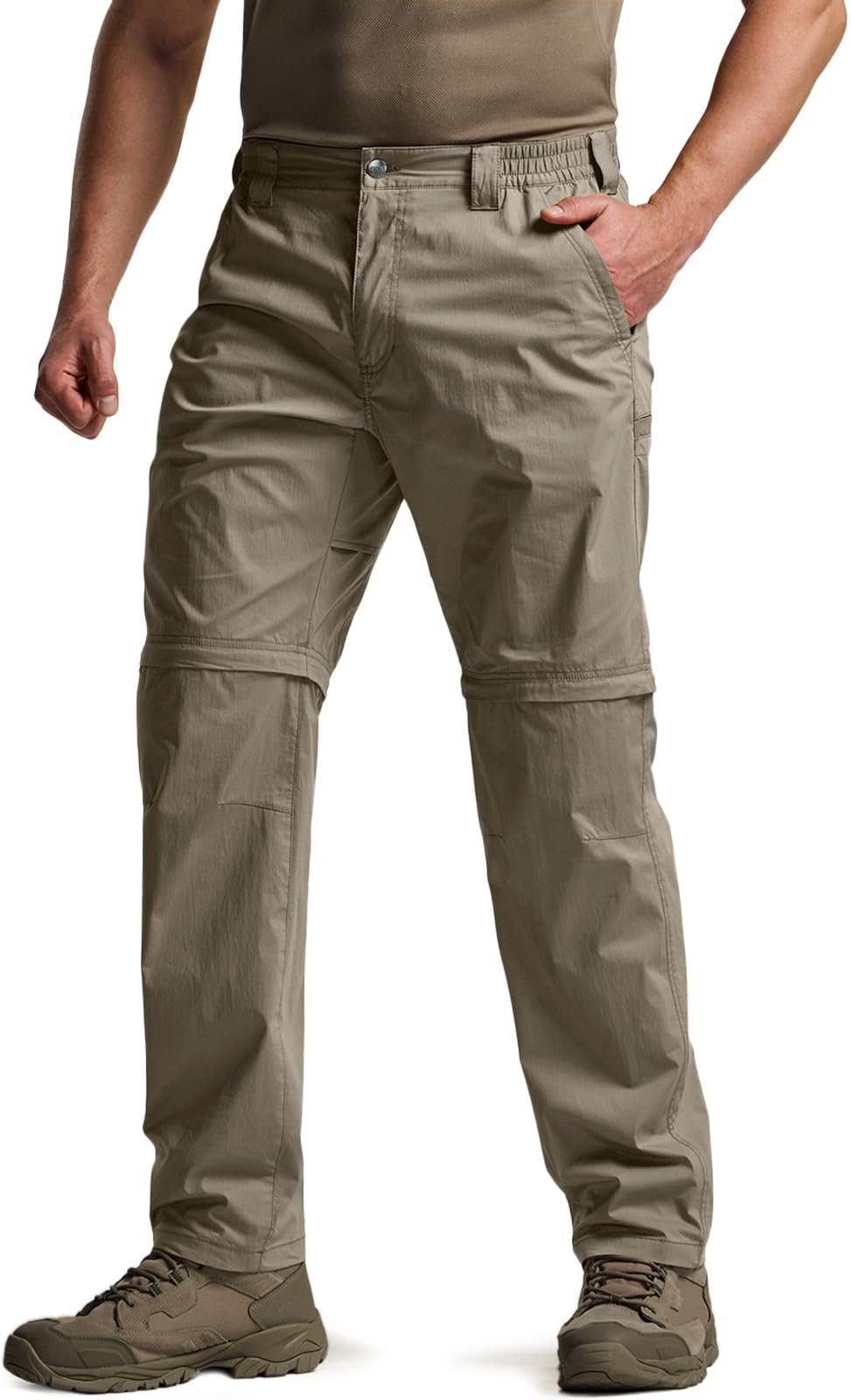 CQR Men's Convertible Cargo Tactical Pants, Water Resistant Outdoor Hiking Pants, Zip Off Lightweight Stretch Work Pants