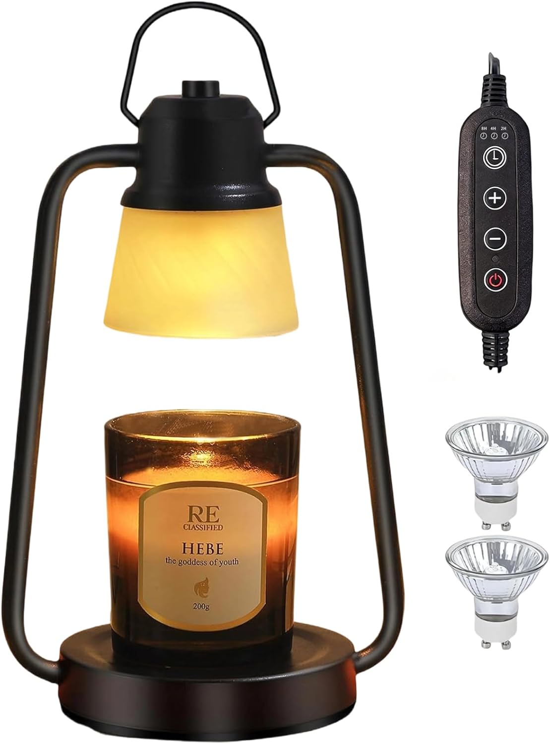 Candle Warmer Lamp with Timer & Dimmer, Electric Candle Lamp Warmer Adjustable Brightness, Flame Free Vintage Candle Warmer for Jar Candles, Home Decor Gift