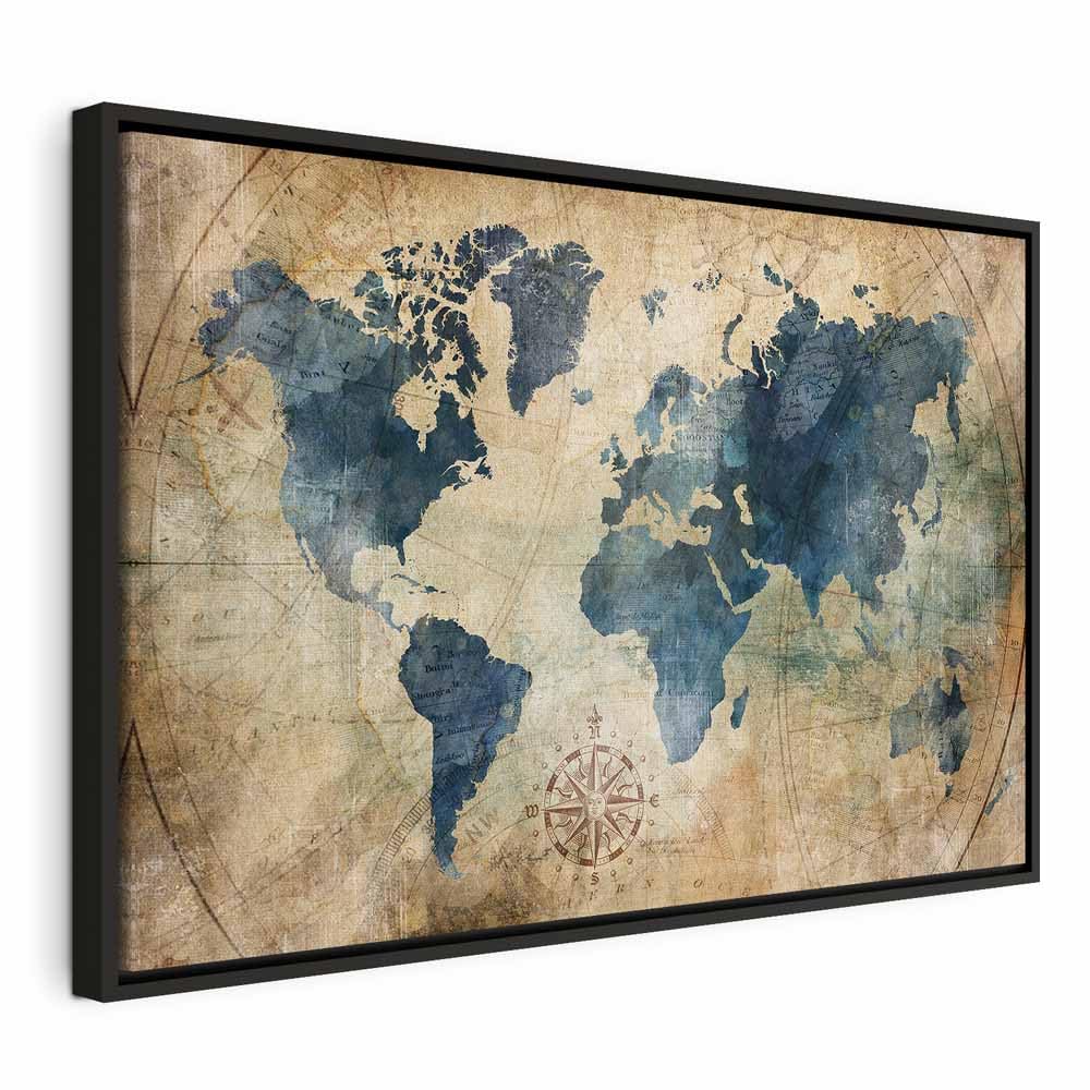 murando - Quadro Moderno Cornice Nera, Terra, 60x40 cm | Chiodi Inclusi, 1 Pezzo, Quadri Moderni, Camera da Letto, Telaio in Legno, Mappa del Mondo per Bambini, Produzione Europea
