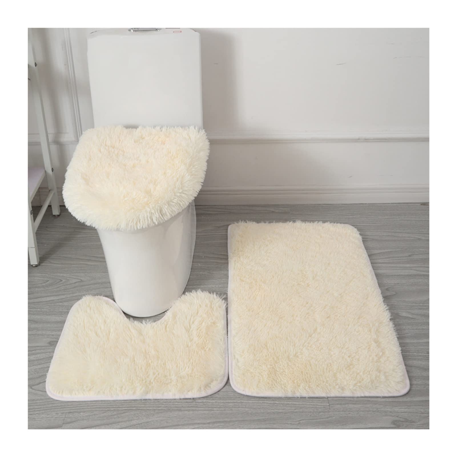 Juego de 3 fundas gruesas para asiento de inodoro, lavables, con fundas para tapa de inodoro, incluye alfombrilla de baño y alfombrilla de pedestal, almohadillas para asiento de inodoro de invierno