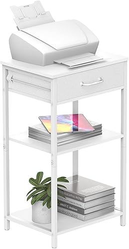 NOVIMANGO - Soporte para impresora industrial, mesa de impresora de 3 niveles con estante de impresora de almacenamiento con cajón de archivos,