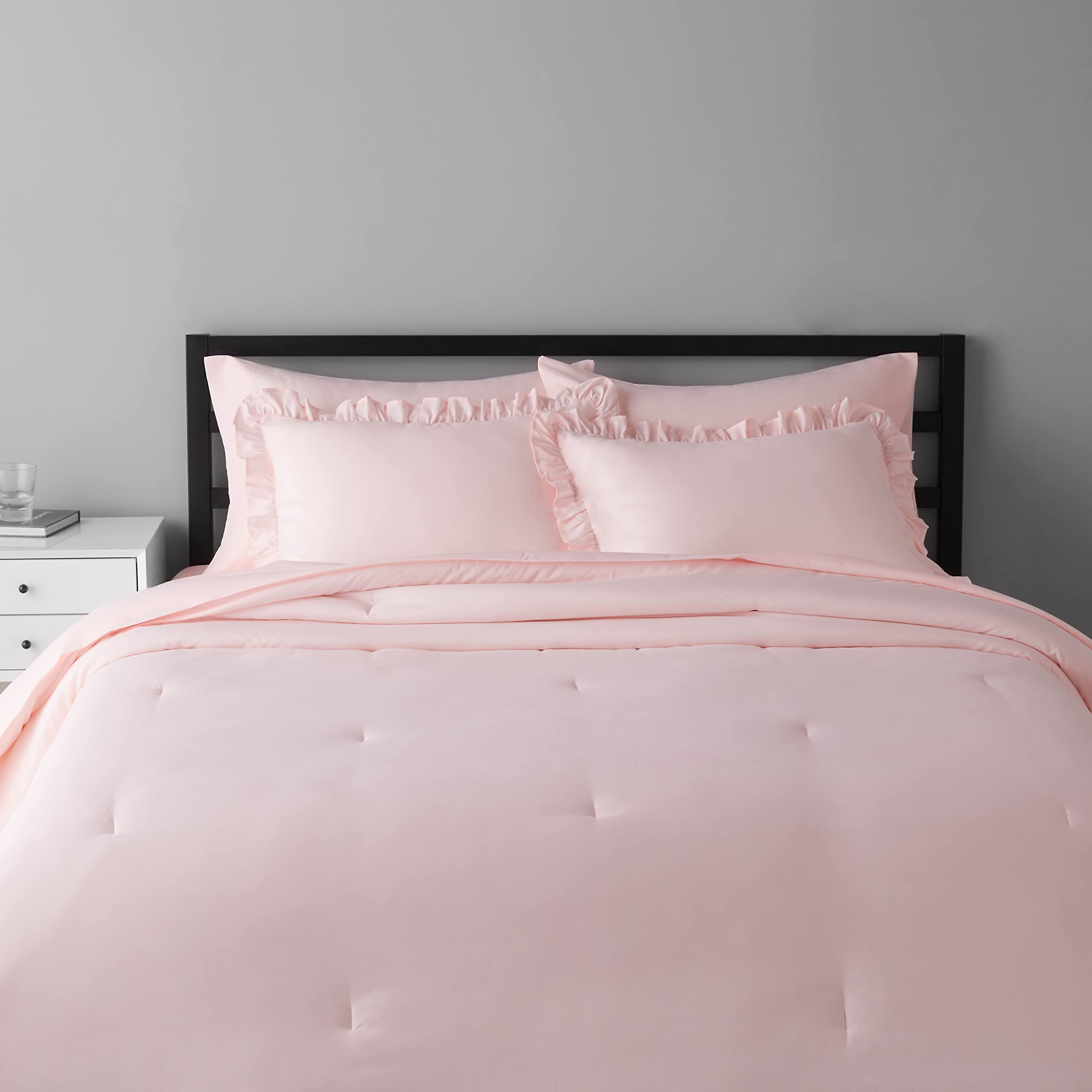 Amazon Basics Lightweight Microfiber 7 Piece Bed-in-a-Bag Comforter ...