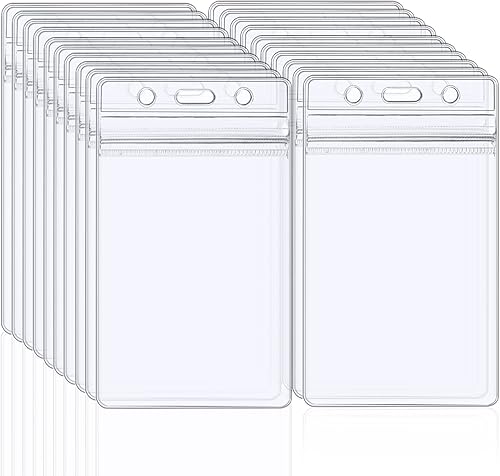 20 soportes transparentes para tarjetas de identificación, soporte vertical de plástico transparente para tarjetas de identificación
