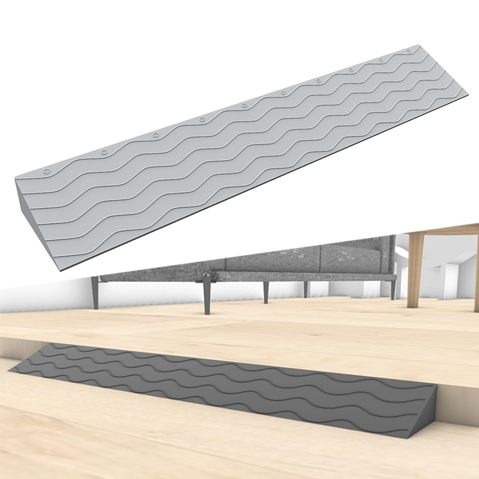 Yllsmgs Grey Threshold Ramps For Doorways Portable Wheelchair Ramp Transition Slope Pad Curb Ramp Anti-Slip For Indoor Outdoor(,99 * 10 * 4Cm)