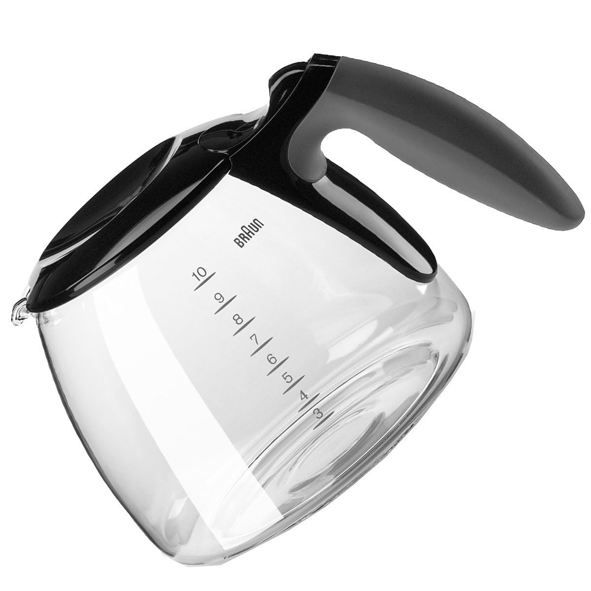 Braun Kaffeekanne BRSC012 – Glaskaraffe mit klappbarem Kunststoffdeckel – Zubehör für Braun CafeHouse Kaffeemaschine – für bis zu 10 Tassen – spülmaschinenfest