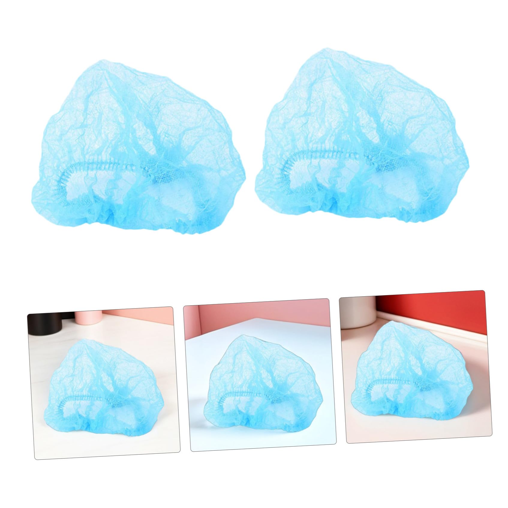 20 pezzi Cappelli Usa e Getta Non Tessuti per Trucco e Pulizia Rete Protettiva Elastica Usa e Getta Cuffie Igieniche Traspiranti per Laboratorio Cucina e Ospedale Blu