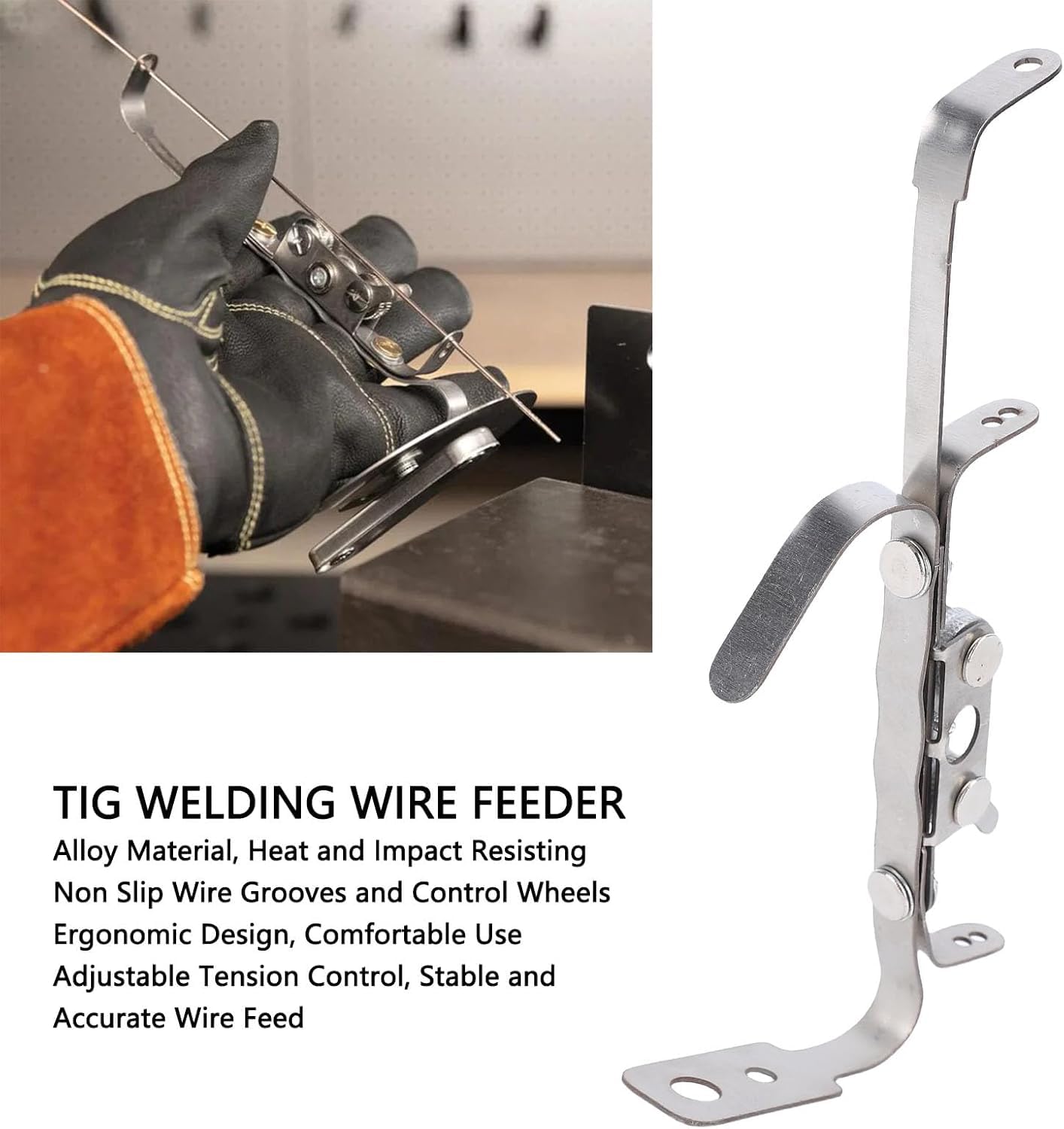 Supporto Filo Apporto TIG in Acciaio Inox con Guida Filo Regolabile per Fili 1,0-3,2 mm GTAW,5 Items
