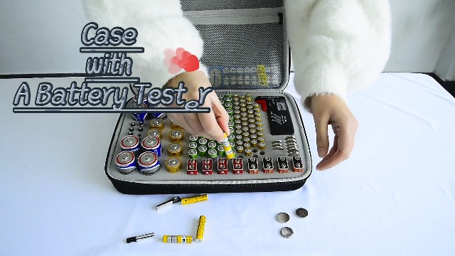 Organizzatore Batterie Con Tester - Scatola Portabile Per 140 Batterie AA, AAA, 9V E Altri Tipi