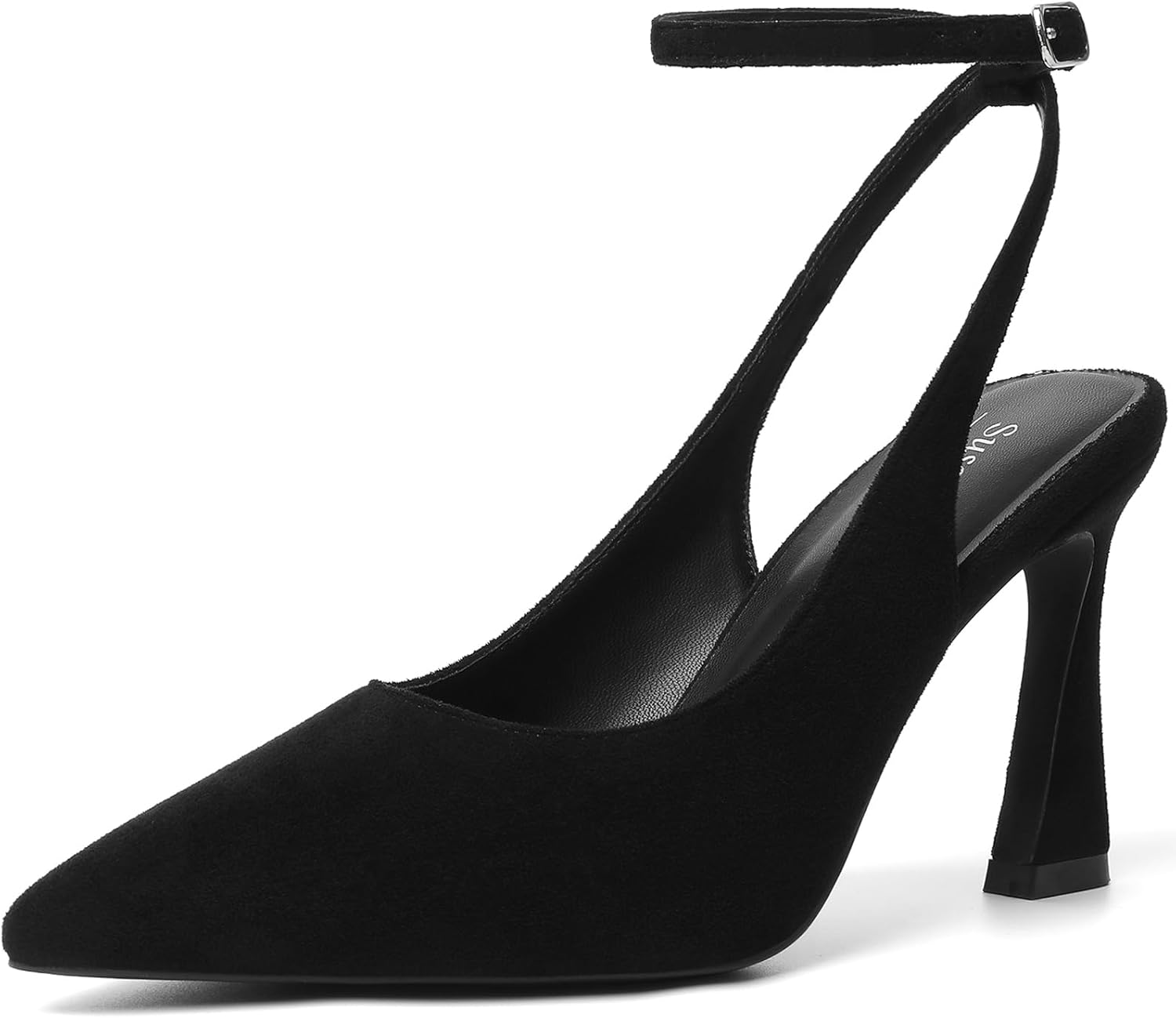 Susanny Womens Slingback Closed Toe Ankle Strap High Heels Pointed Toe Pumps Comfortable Stiletto Sexy Buckle Strappy Dressy Shoes for Wedding Bridal Party Work