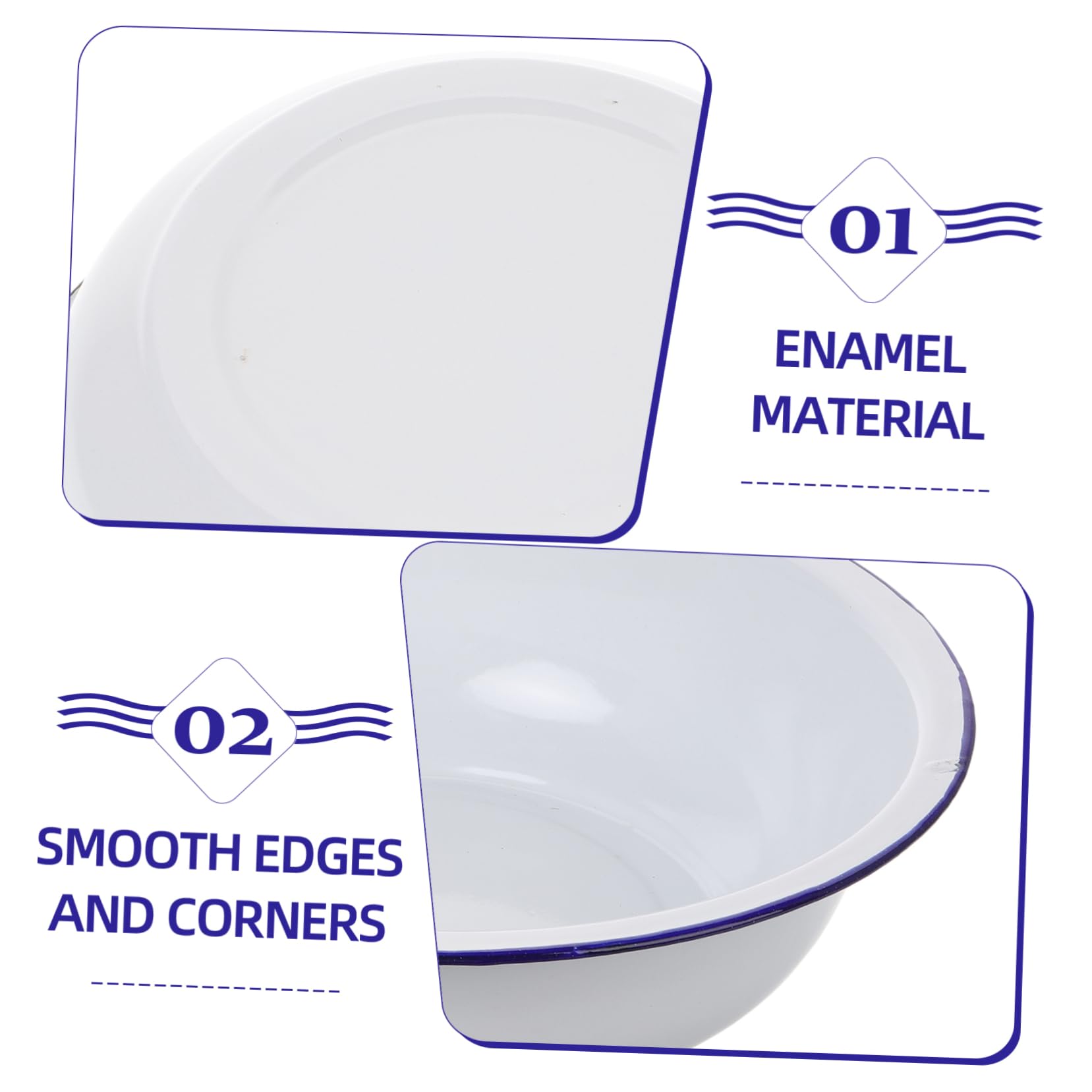 Tofficu Cuenco Grande de Esmalte Blanco para Mezclar, Fácil de Limpiar, Versátil y Retro, Adecuado para Cocina y Lavado de Frutas