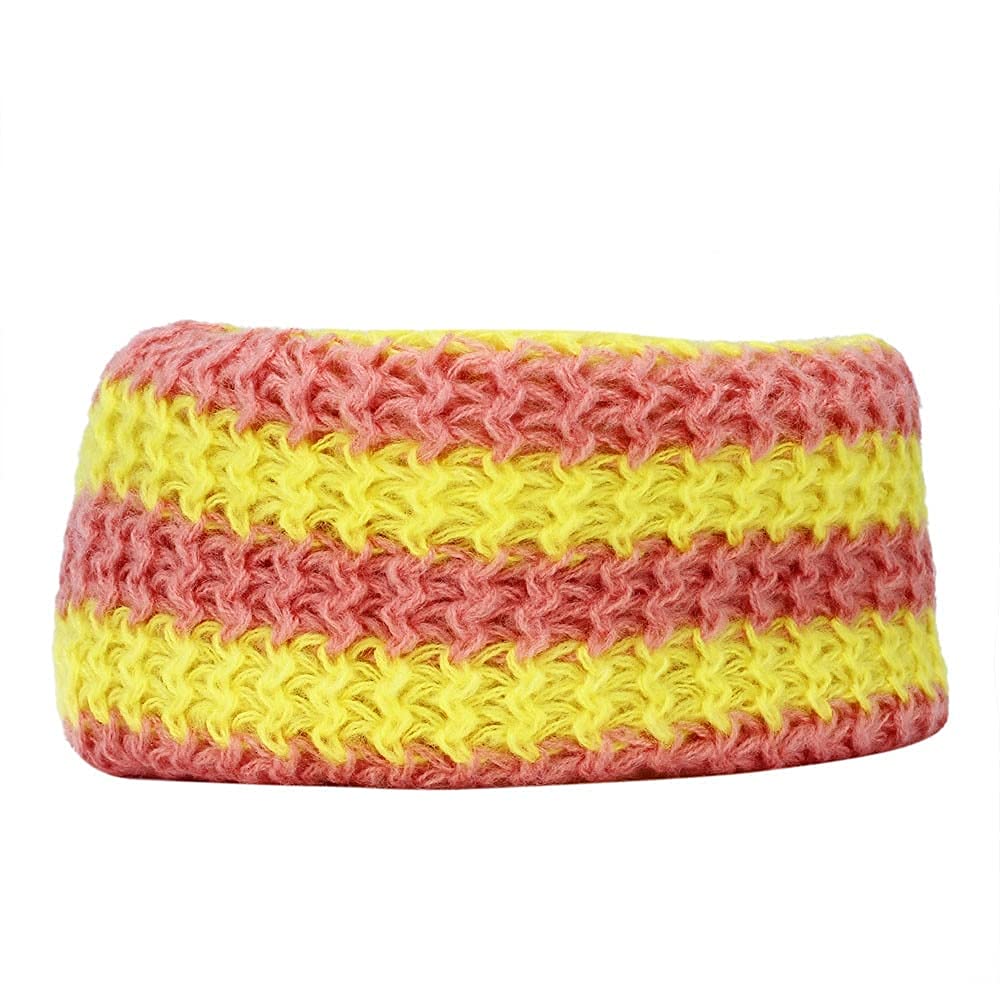 Vinson Kids Winter Cap Shawl Set for 1 Year to 4 Year, Knitted Woolen Hat Scarf Very Warm Children Bee Cap (Yellow & Pink) 2