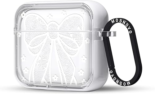 Miniatura 304 de MOSNOVO Funda protectora transparente para AirPods Pro 3, con anillo de metal duro de lujo de doble capa a prueba de golpes, diseñado para AirPods