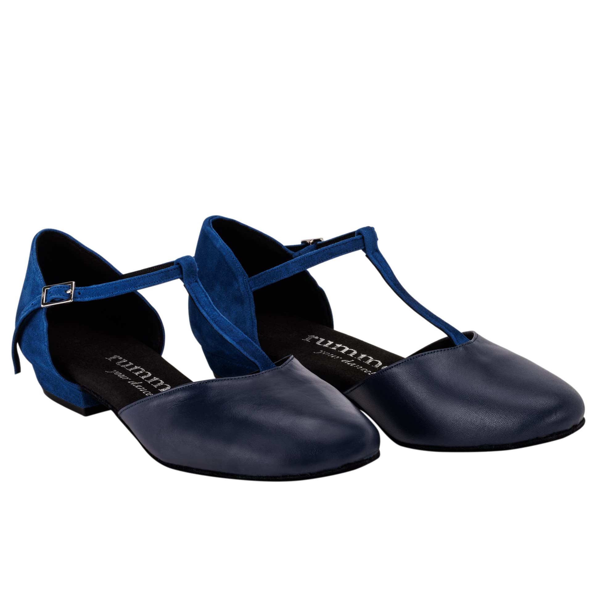 Rummos Damskie buty do tańca Carol 061-024 - skóra diva/czarny nubuk - regularny krój - obcas blokowy 2 cm - wyprodukowano w Portugalii
