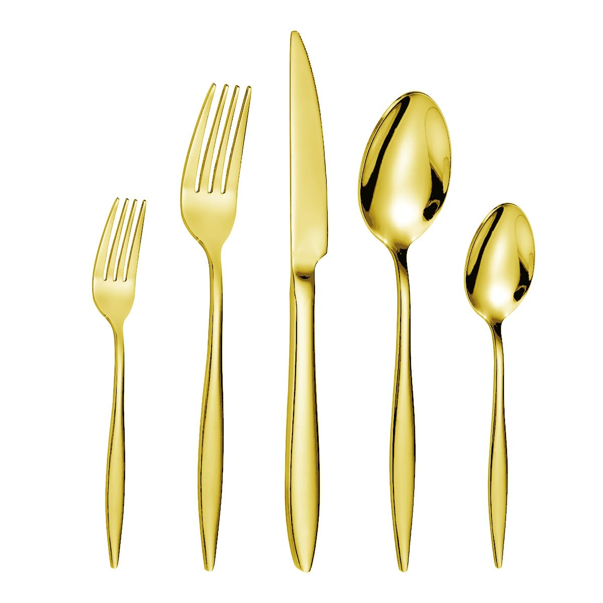 Ce Service de Couverts, composé de 5/20/30/40/50/60 pièces en Acier Inoxydable (Couteaux, fourchettes et cuillères), possède des Manches Pointus et épais. Idéal pour Les hôtels et Restaurant
