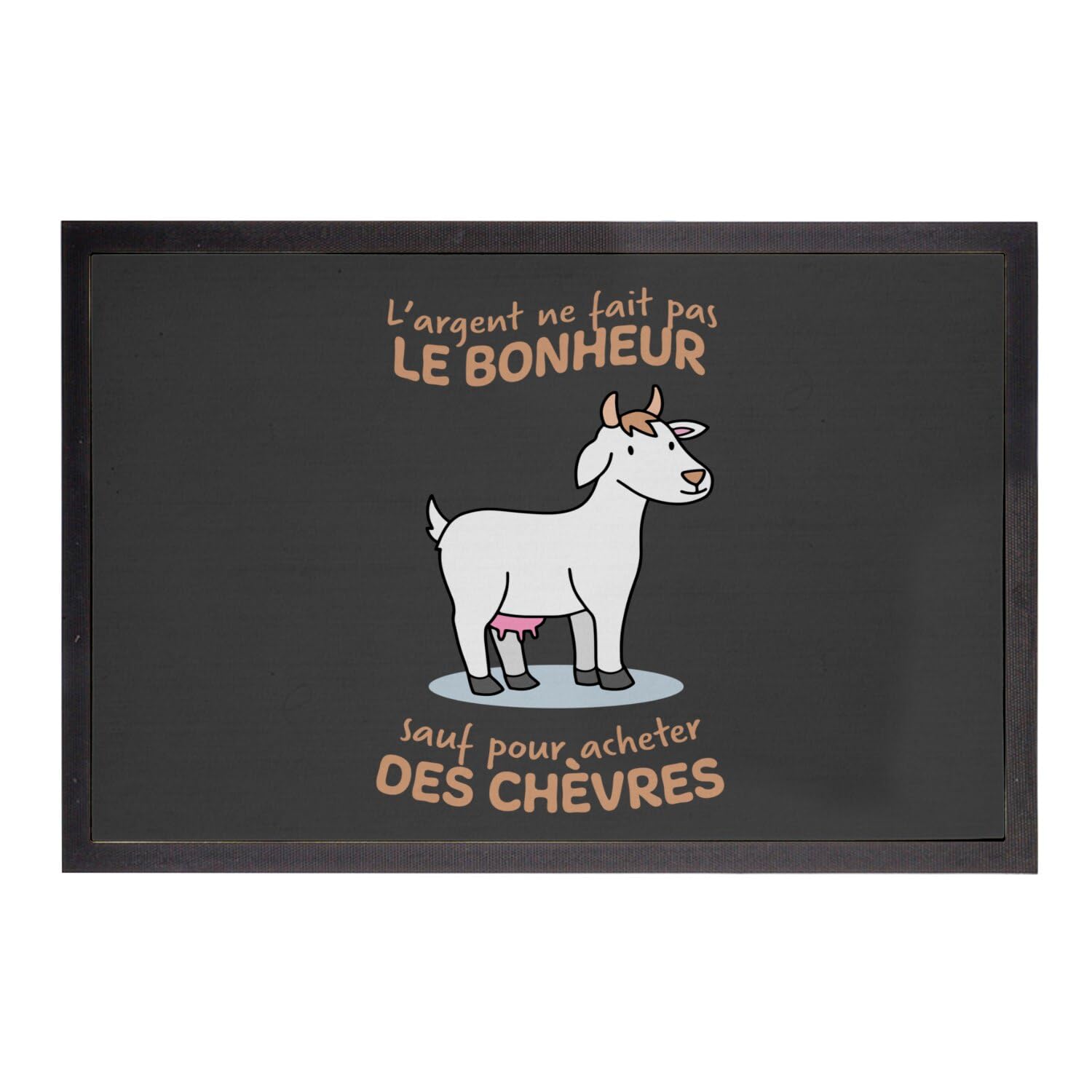 Paillasson noir chèvre 75x50cm tapis entrée original animaux mignon humour maison