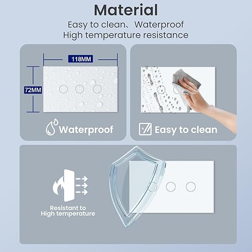 Miniatura 9 de Interruptor de luz inteligente WiFi, requiere cable neutro, interruptor de pared de 3 botones de una sola banda, 2.4 GHz, funciona con Alexa, 110 –