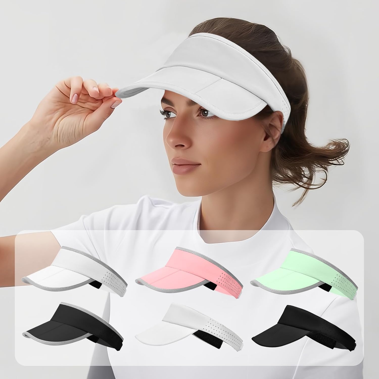 Folding Sun Visor Hat - Adjustable Sports Cap Running Golf Tennis Cap with Reflective Trim on Brim & Crown for Women Men - Image 7