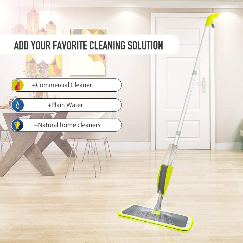 fregona El trapeador de la manija de 360 ​​Grados del Piso de Spray es Adecuado for la Cocina doméstica, Compuesto de Madera de Teja de Madera, Limpieza Plana de Limpieza Plana mop