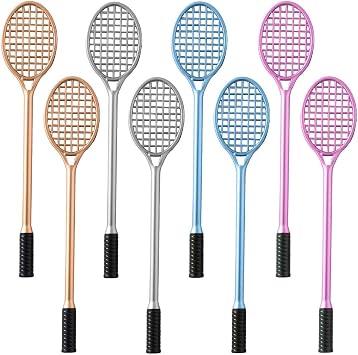 JKJF 8 PCS Tennis Racket Shaped Rollerball Pens Creative Tennis Racket Gel Ink Pen Novelty Sports Pens for School Office Stationery Writing Supplies - 0.5mm Black