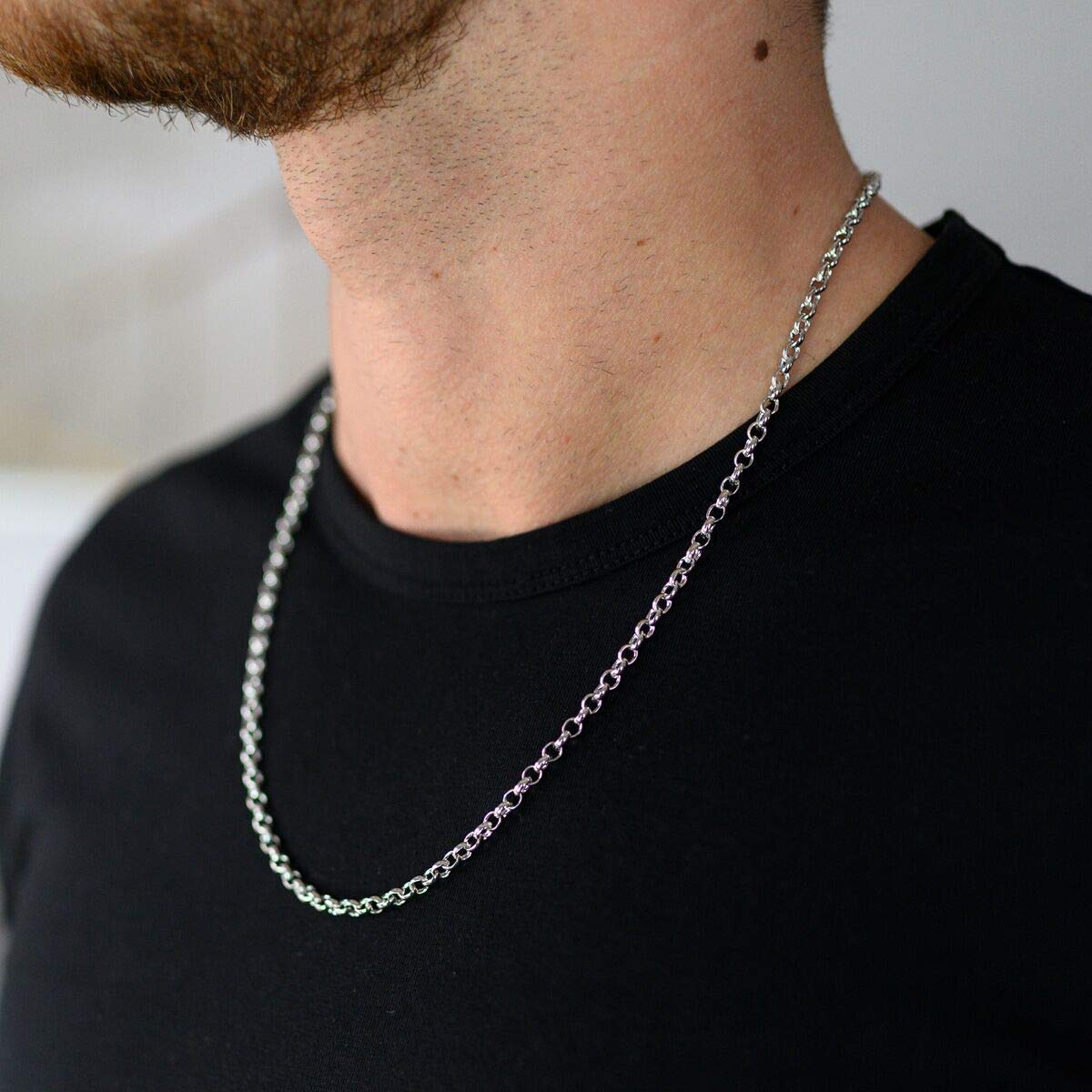 MATERIA by Matthias Wagner Erbskette 925 Silber 4mm Halskette Herren Damen Kette 40-70 cm rhodiniert oval K67