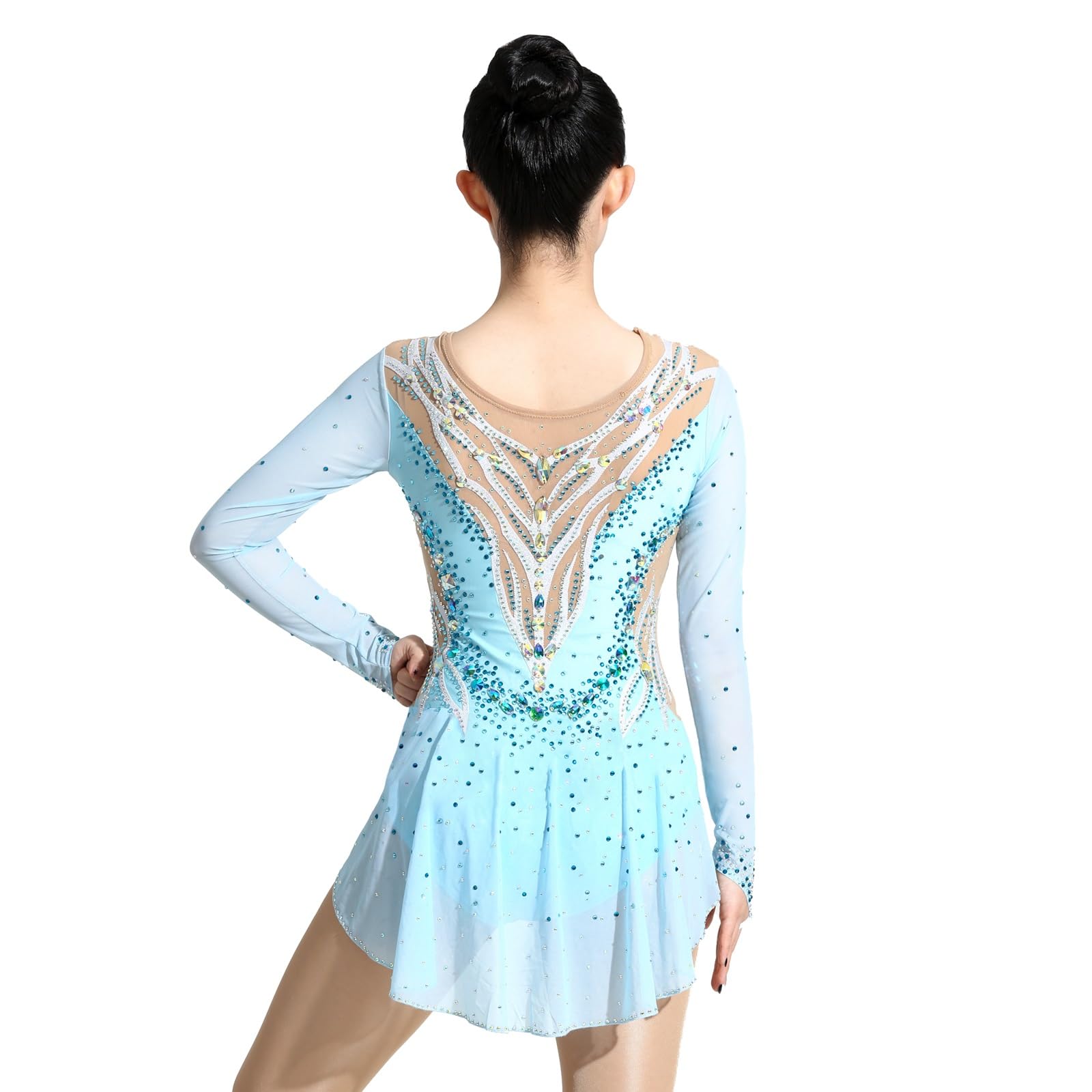 Trykoty Do Gimnastyki Artystycznej Dla Kobiet Z Długim Rękawem Rhinestone Sukienka Do Gimnastyki Unitards Elastan Oddychający