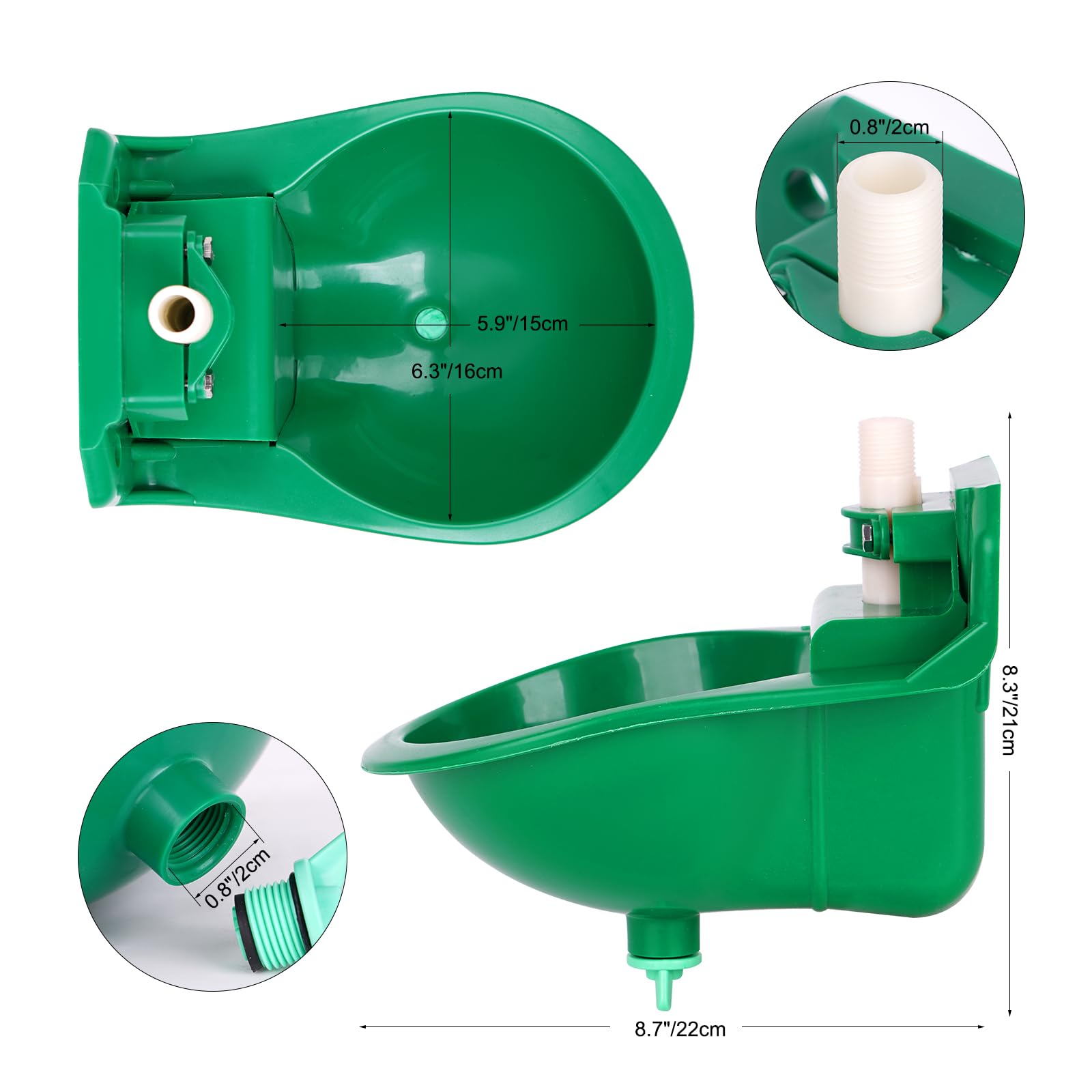 Abbeveratoio per capre, abbeveratoio per bestiame per pecore, cani, maialini, vitelli, cavalli, allevamenti d'acqua per bestiame, ciotola automatica in plastica, dispenser per acqua