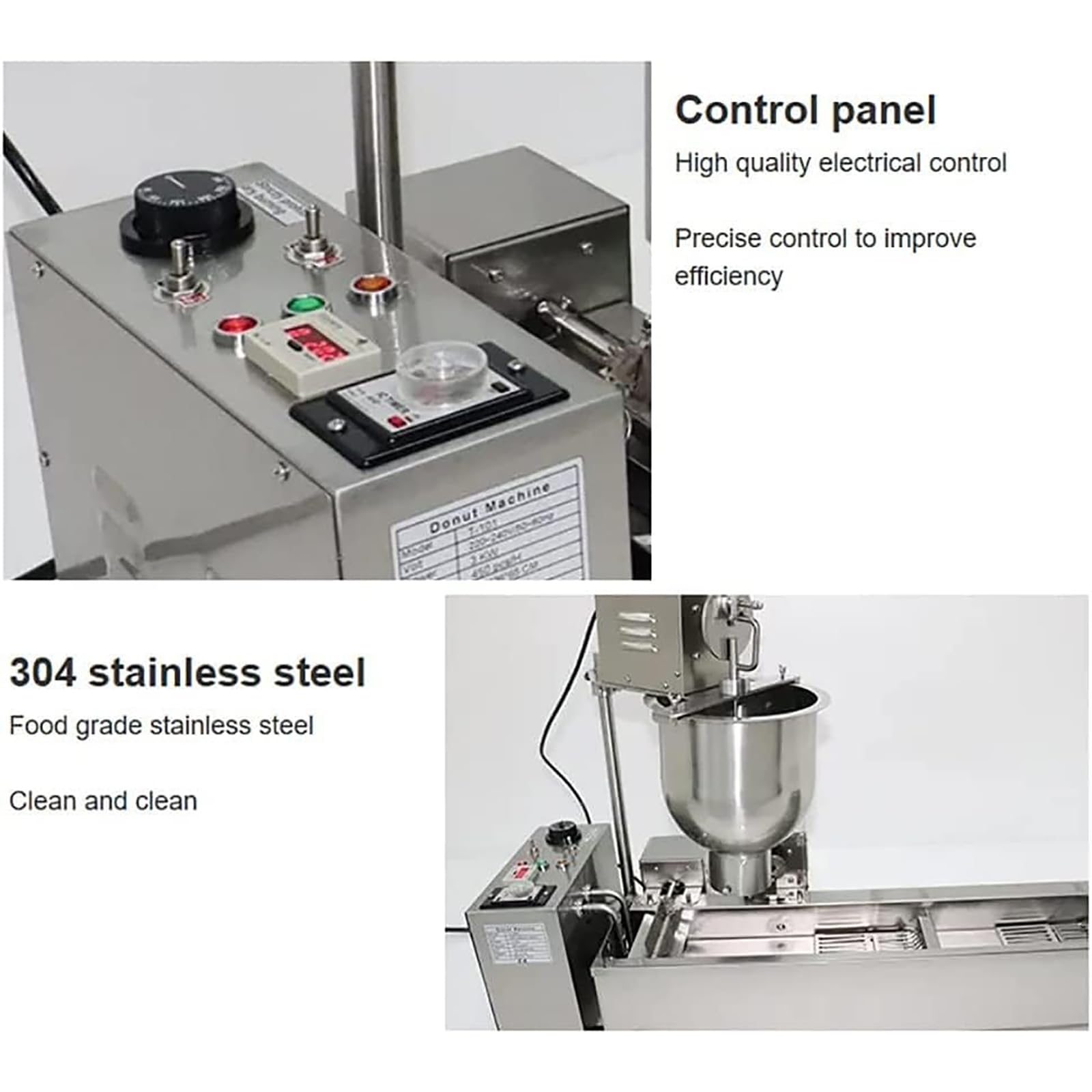 Máquina automática para hacer donas de una hilera, máquina automática para hacer donas, máquina para hacer donas con tolva de 7 litros, controle fácilmente la temperatura del aceite y el tiempo de f