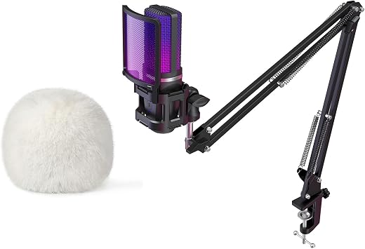 ZealSound Gaming USB Microphone a68s-us and d65w Furry Cover Bundle