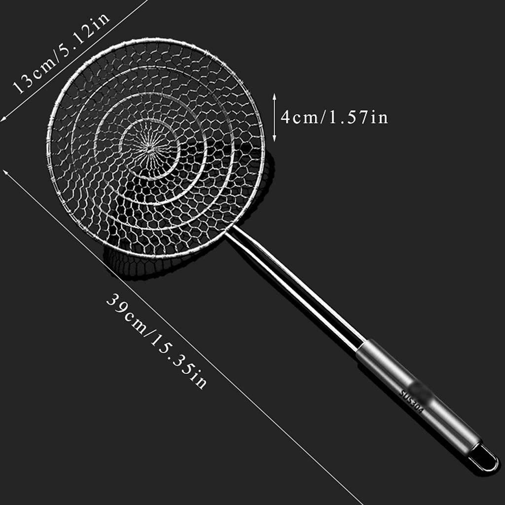 Tamiz, colador, colador de araña de acero inoxidable Cocina Colador grande Malla Comida Cocina Espumadera Cesta for aceite frito Drenaje Fideos Colador Coladores de alimentos tejidos a mano (Size : 17