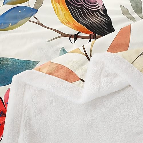 Miniatura 3 de Erosebridal Hummingbirds Fleece Throw Blanket 40"x50" - Ultra-Soft for Couch Sofa Bed,Watercolor Wildlife Sherpa Blanket,Botanical Leaves Flowers