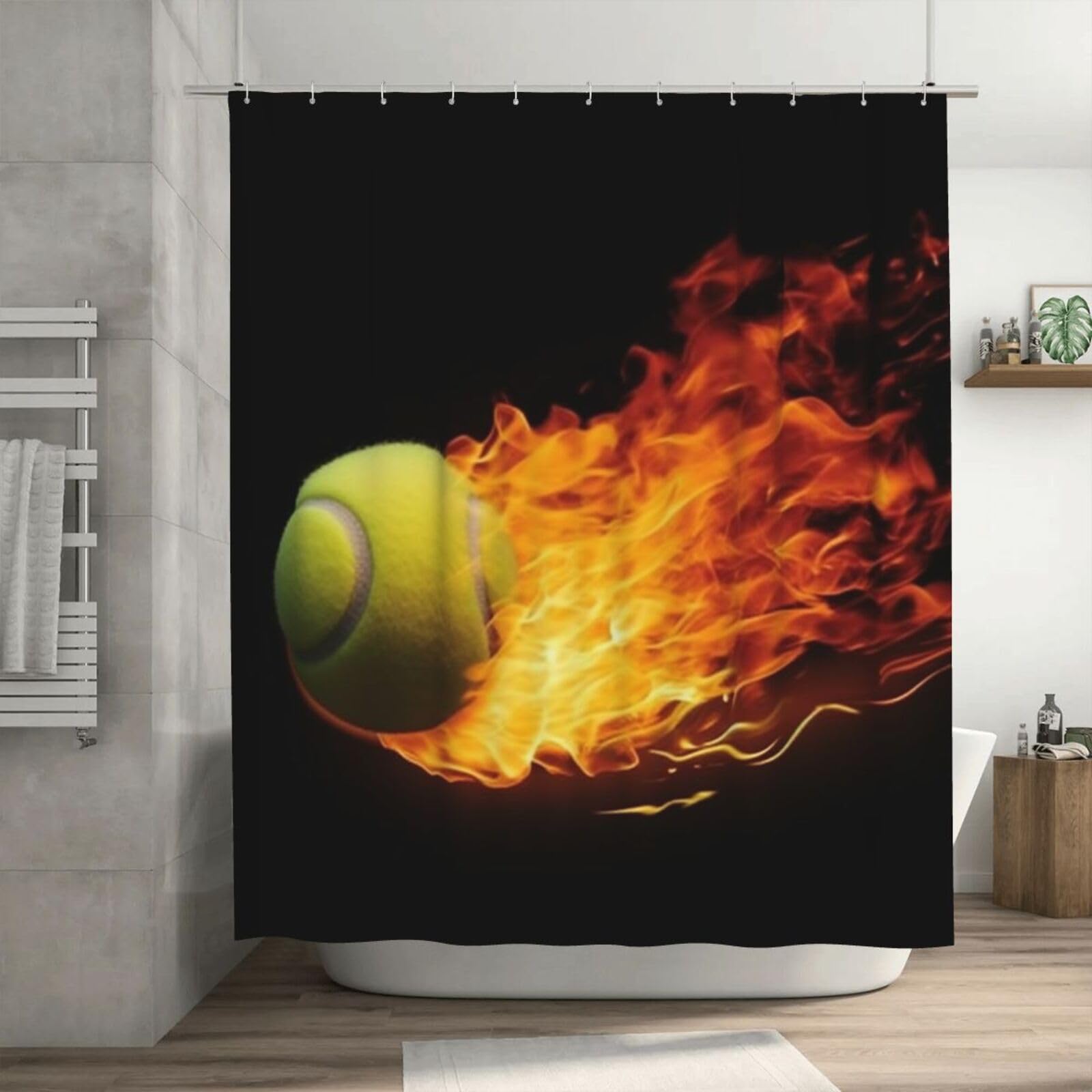 Rideau de douche de tennis imperméable épais 182,9x182,9 cm avec 12 crochets pour salle de bain