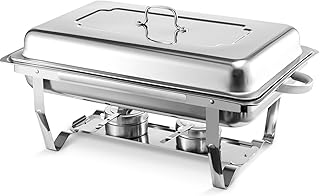 Chafing Dish Buffetwärmer, 9L Edelstahl Speisenwärmer mit 1X 1/1 GN-Behälter, Warmhaltebehälter für Catering, Buffet und Party