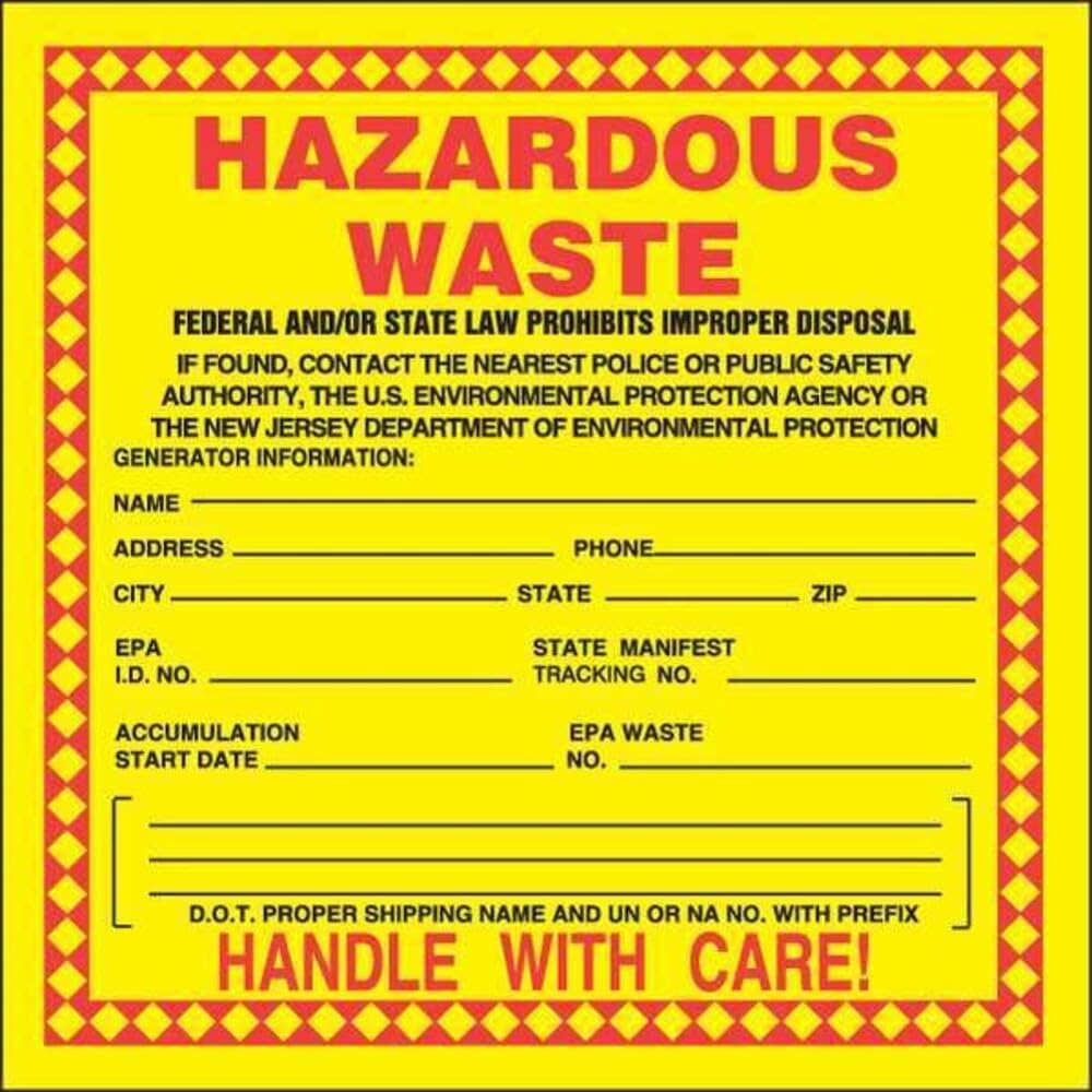 Étiquettes déchets dangereux Accuform vinyle jaune lot de 250