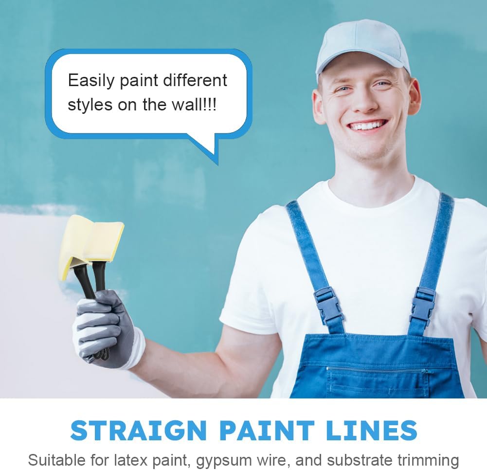 Paint Edger with Trim and Touch-Up Pad, Corner Walls & Ceilings Pad Painter Easy-to-Use Edge Painting Tool 6-Inch Painting Wall Edges Paint Pad Set for Home Interior High Ceiling