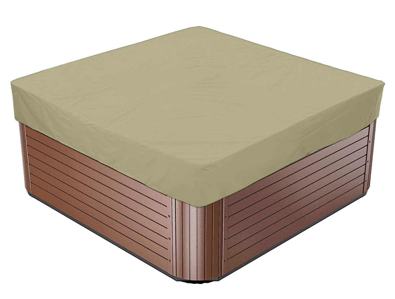 BaCover Square Hot Tub Cover, 210D Oxford Waterproof Dustproof SPA Cover Protector Outdoor Furniture Covers for Hot Tub,Beige,207x207x30cm