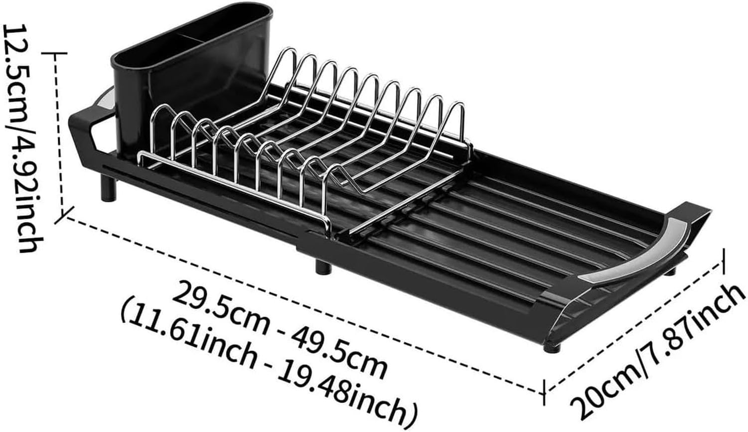 Escurridor de Platos Ajustable Acero Inoxidable con Cubiertos